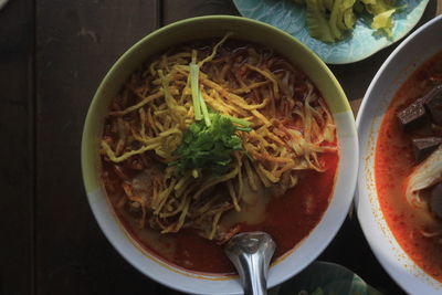 Close-up of soup in bowl