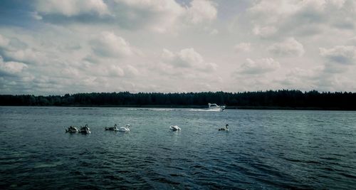 Scenic view of lake against sky