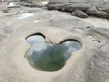 Reflection of rocks in water