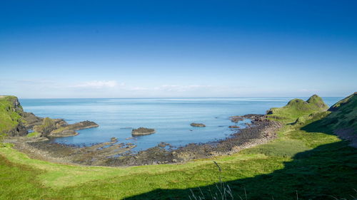 Scenic view of sea against blue sky