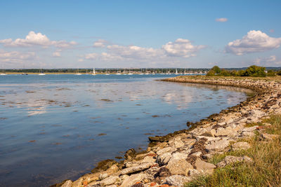 Scenic view of sailing boats on the sea from thorney island