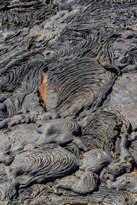 High angle view of dry lava in santiago island