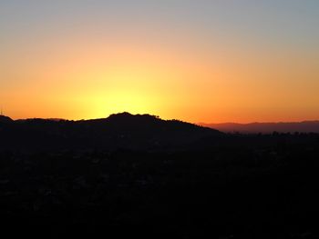 Silhouette landscape at sunset