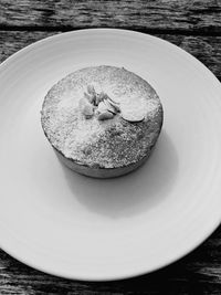 High angle view of food in plate on table