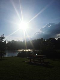 Park bench on sunny day