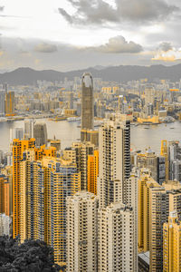 Aerial view of cityscape against sky