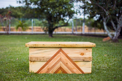 Close-up of wooden logs in park