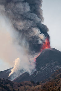 Etna eruption 2022 and winter snow