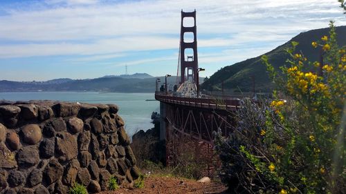 Panoramic view of san francisco golden gate bridge against sky