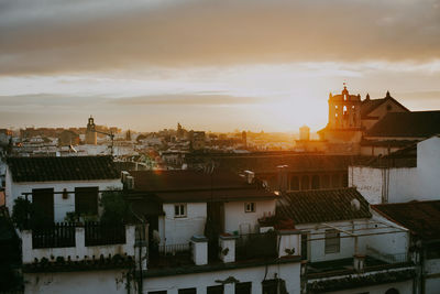 High angle view of townscape against sky