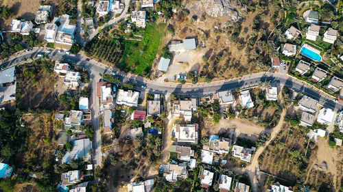 Directly above shot of houses in town