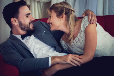 Young couple kissing