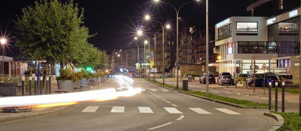 View of city street at night