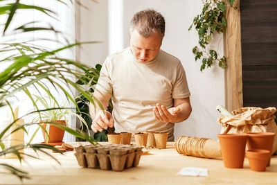 Portrait of young man working at home