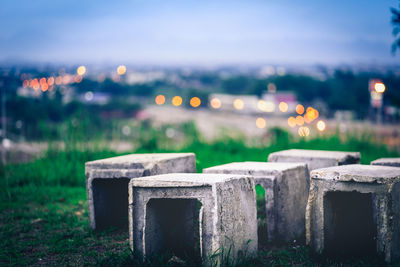 View of cemetery against sky at night