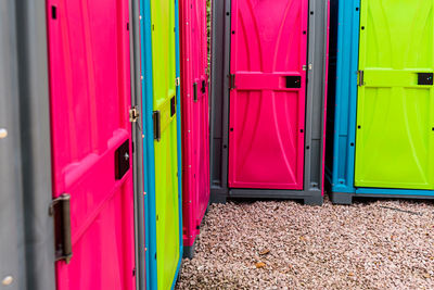 Multi colored closed door of building