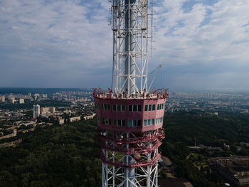 High angle view of buildings against sky