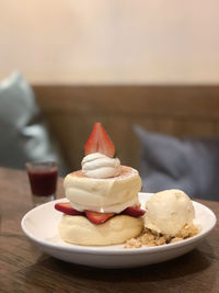 Close-up of dessert in plate on table