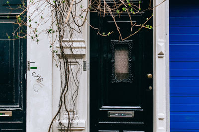 Closed door of building