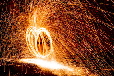 Firework display at night