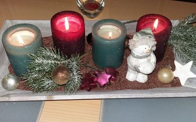 Close-up of christmas decoration on table