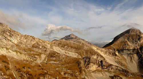 Panoramic view of mountains against sky