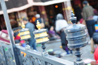 Close-up of wine for sale at street market