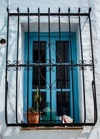 Closed door of building