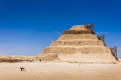 Low angle view of historical building against blue sky