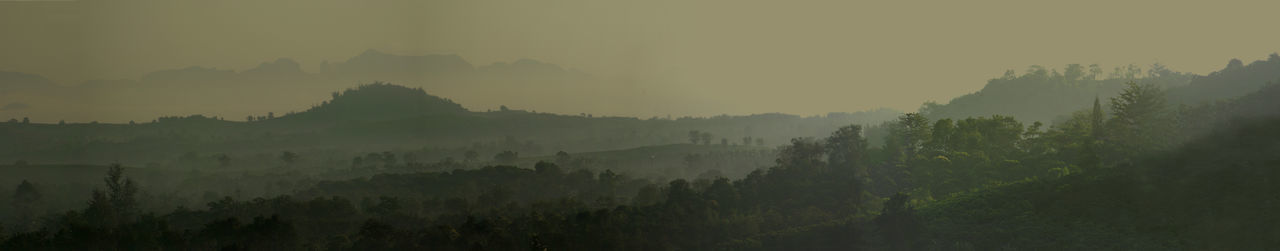 Morning mist and mountain view in the countryside