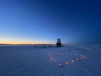 Valentine on a frozen lake at sunset