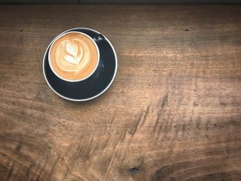High angle view of coffee on table
