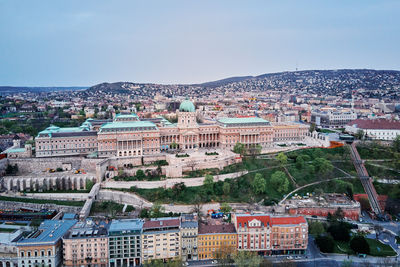 Aerial view of the grand buda castle in budapest
