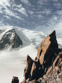 Northface of mont blanc du tacul behind granit walls