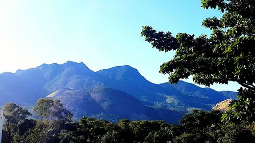 Scenic view of mountains against clear sky