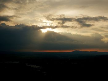 Scenic view of mountains against sky during sunset