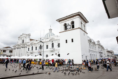 Clock tower and caldas square at popayan city center in colombia