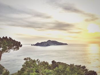 Scenic view of sea at sunset