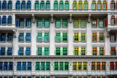 Old hill street police station colorful iconic windows. famous historical landmark in singapore