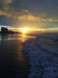 View of calm sea at sunset