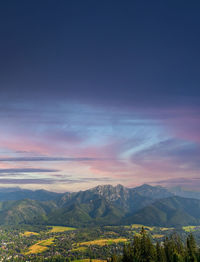 Scenic view of landscape against sky during sunset