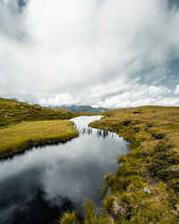 Scenic view of lake against sky