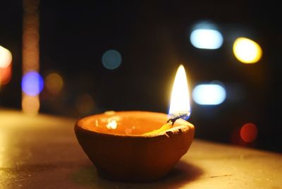 Close-up of lit candle