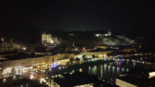 Illuminated city at night