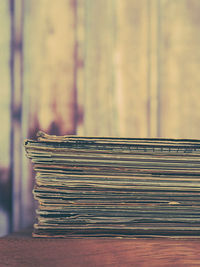 Close-up of books on table