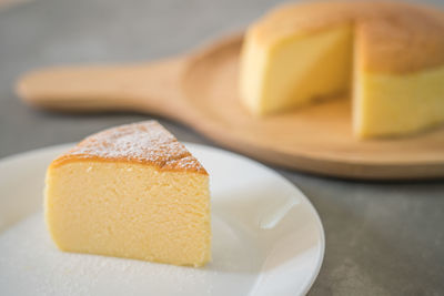 Close-up of dessert in plate on table