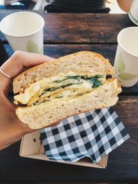 Close-up of person having breakfast