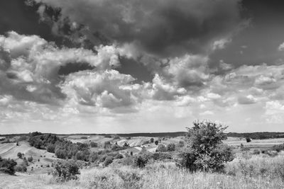 Scenic view of land against sky