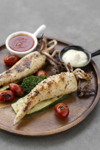 Close-up of food in plate on table