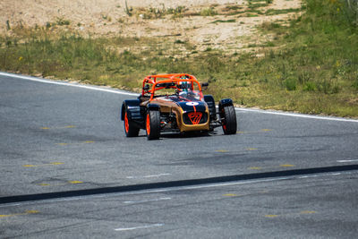 Vintage car on road